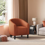 Yaheetech Small 25.5in Wide Corduroy Barrel Accent Chair, Brick Red - Image 2