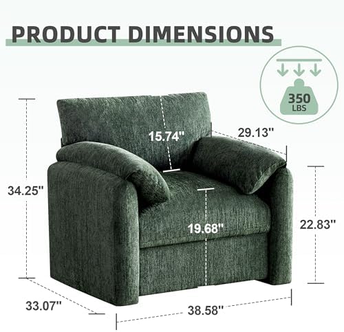 Howjoe 2 Pack Accent Chair for Living Room, Oversized Armchair, Green - Image 2