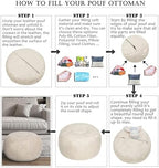 Thgonwid Unstuffed Moroccan Ottoman Pouf Cover, Ottoman Footstool Storage Solution, Bean Bag Chair, Foot Rest, Ivory White - Image 6