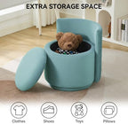 Large Velvet Vanity Chair, 360° Swivel Makeup Chair with Storage, Teal - Image 5