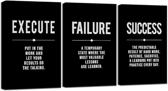 Framed Canvas Wall Art Success Quote, Office Wall Art, Positive Motivational by EPHANYART