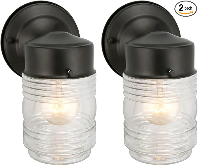 Design House Jelly Jar Wall Light, Indoor/Outdoor, Matte Black, Wall Mount by DesignHouse