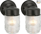 Design House Jelly Jar Wall Light, Indoor/Outdoor, Matte Black, Wall Mount by DesignHouse