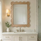 CAALMA Scalloped Wall Mirror 24 x 36 Rectangular, Bathroom Mirror, Mirrors - Image 5