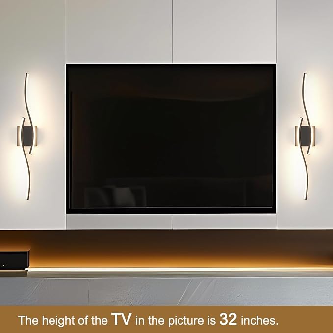 Daunton Modern Hardwired Wall Sconce Set of 2, LED Black Wall Light - Image 2