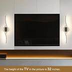 Daunton Modern Hardwired Wall Sconce Set of 2, LED Black Wall Light - Image 2