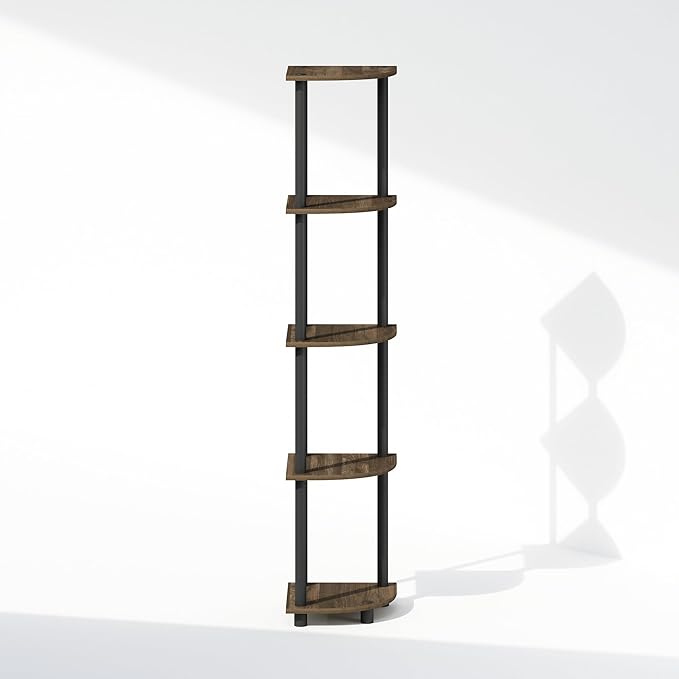 Furinno Turn-N-Tube Storage Shelves, 5-Tier Book Shelf, Corner Shelf, Toolless - Image 5