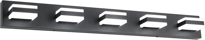 SOLFART Black Bathroom Vanity Lights Over Mirror Dimmable LED Modern Black by SOLFART