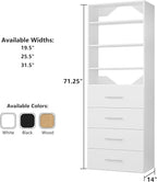 ROOMTEC Modular Closet System, 25.5" 4 Drawer Shelf Closet Tower Wall-Mounted - Image 7
