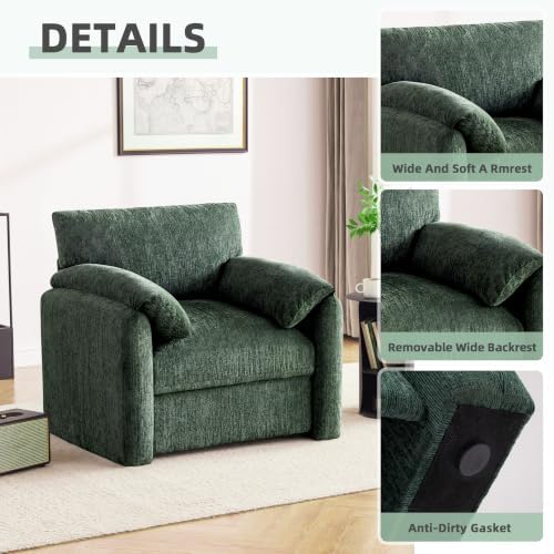 Howjoe Accent Chair for Living Room, Oversized Reading Armchair, Green - Image 5