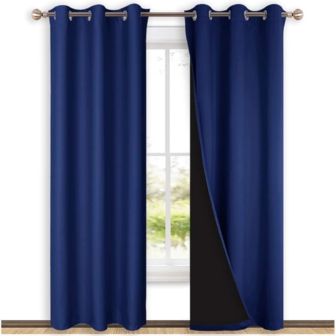 NICETOWN Blackout Curtains 80 inches Long, 2 Pieces, Royal Blue, Full Light by NICETOWN