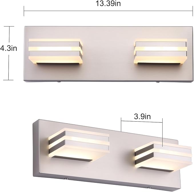 2-Light, 12.6-Inch Wall Lights Brushed Nickel Vanity Lights - Image 5