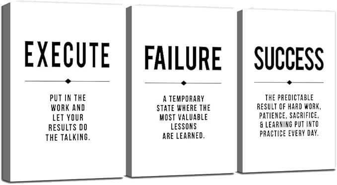 Framed Canvas Wall Art Success Quote, Office Wall Art, Positive Motivational by EPHANYART