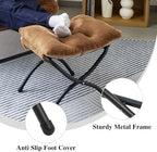 15"(H) Folding Ottoman, Foldable Footrest Stool, Portable Small Foot Stool for Couch, Collapsible Foot Rest Ottoman for Sofa, Accent Padded Ottomans for Living Room, Bedroom, Brown - Image 6