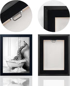 Black and White Bathroom Wall Decor Funny Giraffe in Bathtub Decor Framed - Image 4