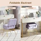 Vanity Chair with Storage | Comfy Ottoman with Folding Back - Image 6