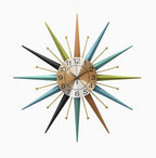 22 Inch Mid-Century Style Metal Crystal Wall Clock, Star-Shaped Silent by Unknown