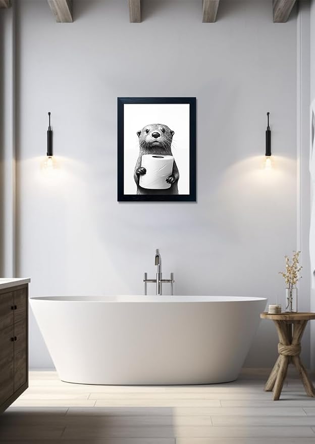 Black and White Bathroom Wall Art, Funny Bathroom Wall Decor, Toilet Paper in - Image 7