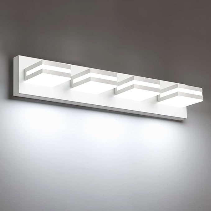IZORRO LED Modern Bathroom Lights Fixtures, Matte White Acrylic Wall Lighting by IZORRO