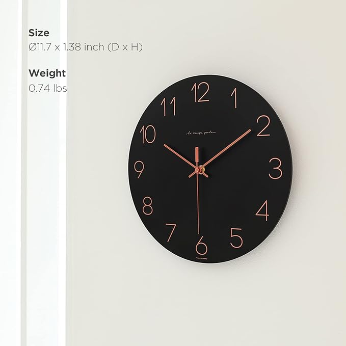 mooas Flatwood Black Wall Clock - Image 9