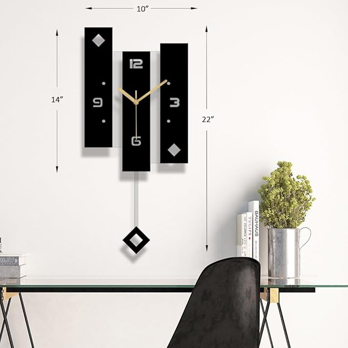 SHISEDECO Creative Mute Modern Large Pendulum Clock in Black and White Color - Image 3