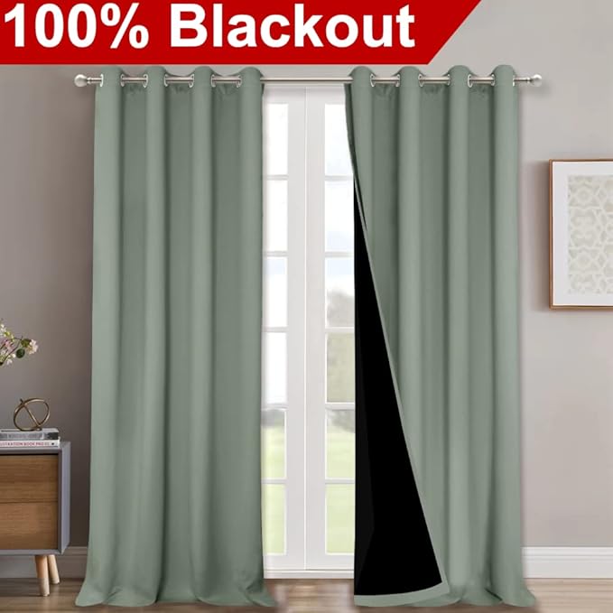 NICETOWN 100% Blackout Window Curtain Panels, Heat and Full Light Blocking - Image 2