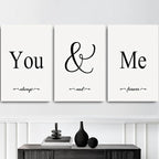 GUBIYU Black & White Bedroom 'You And Me' Love Words Art 24"x36" - Image 3