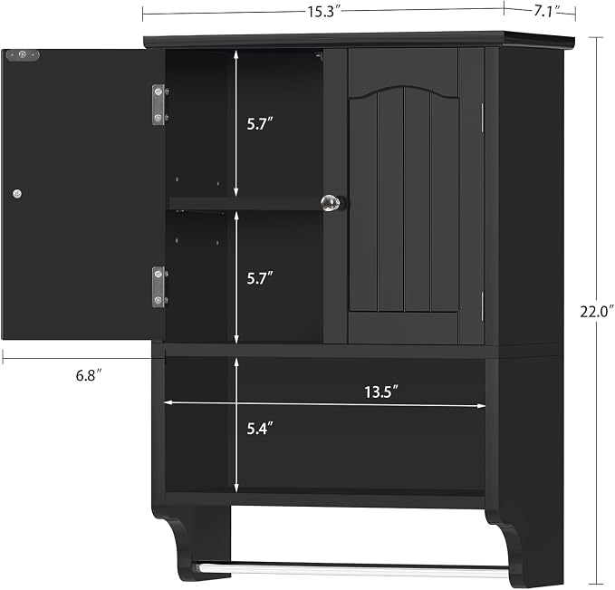 TEENFON Medicine Cabinet with Adjustable Shelves and Towel Rack, Bathroom Wall - Image 3