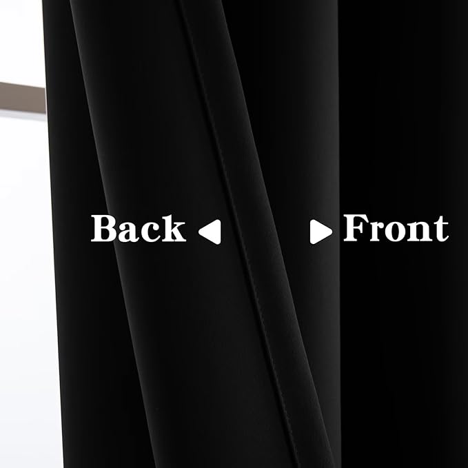 IGEMAEVE Black Blackout Curtains 108 Inch Length 2 Panels Set, Rod Pocket - Image 9