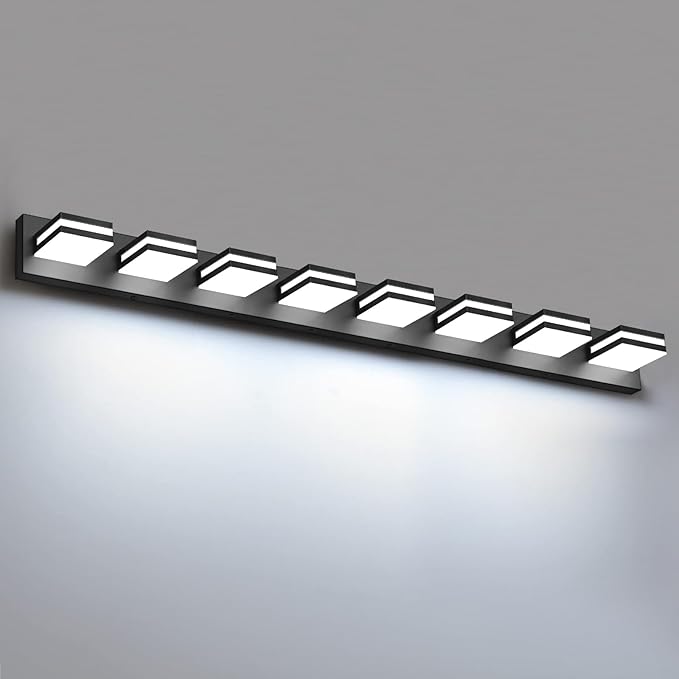 IZORRO LED Modern Bathroom Lights Fixtures, Matte Black Acrylic Wall Lighting by IZORRO