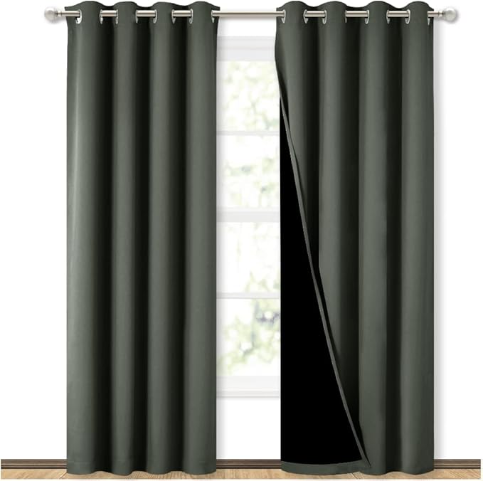 NICETOWN 100% Blackout Curtains 84 inches Long, Pair of Energy Smart & Noise by NICETOWN
