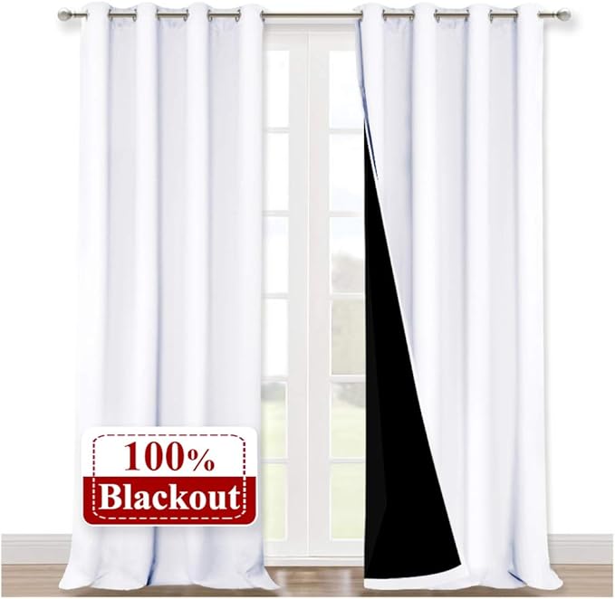 NICETOWN White 100% Blackout Curtains by NICETOWN