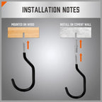 HORUSDY 6-Pack Heavy Duty Garage Storage Hooks, Hoses & Cords – Steel Garage - Image 6