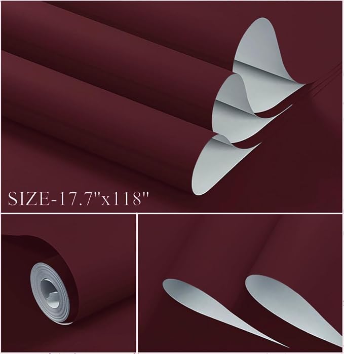 Dimoon 118''x17.7'' Red Peel and Stick Wallpaper Contact Paper Modern Self - Image 3