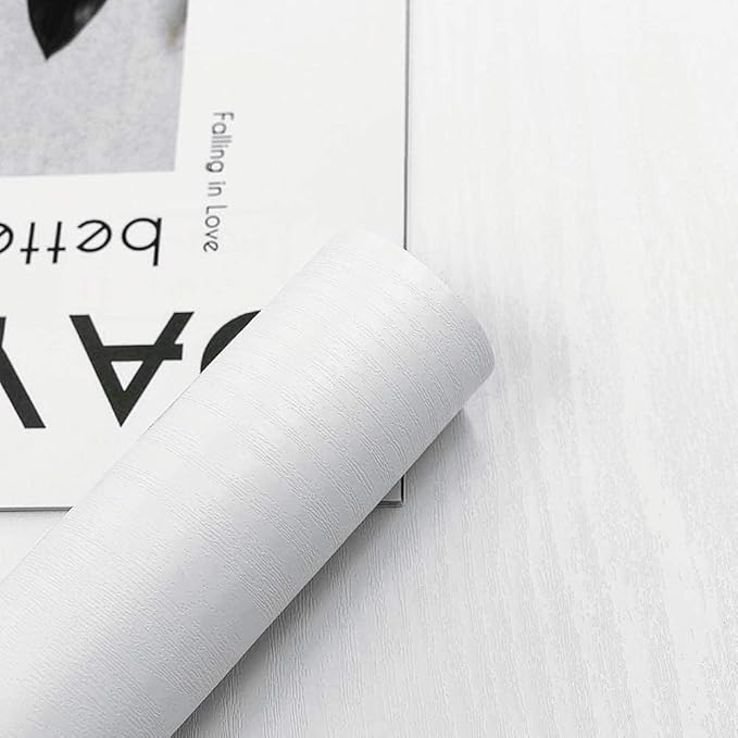 Abyssaly White Wood Paper Self-Adhesive 15.7 in X 196 in Real Wood Grain Touch by Abyssaly