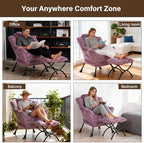 Welnow Lazy Chair with Ottoman, Reading Chair with Footrest,Mauve Purple - Image 5