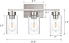 3-Light Bathroom Vanity Light, Modern Brushed Nickel Wall Lights - Image 3