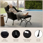 Welnow Lazy Chair with Ottoman, Reading Chair with Footrest,Matte Black - Image 5