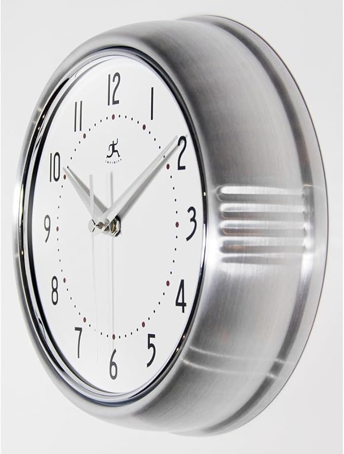 Infinity Instruments LTD. Retro 9 inch Silent Sweep Non-Ticking Mid Century - Image 4