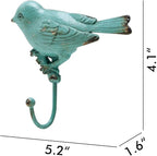 SOFFEE DESIGN Set of 4 Vintage Metal Birds Wall Coat Hooks, Heavy Duty Hangger - Image 4