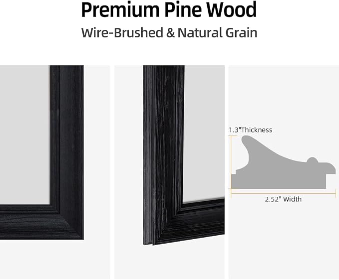 32" x 40" Rustic Wooden Framed Wall Mirror - Image 4