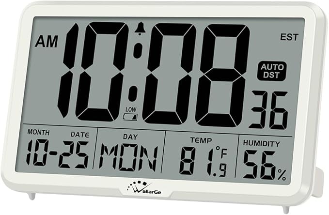 WallarGe Auto Set Digital Wall Clock Battery Operated, Desk Clocks by WallarGe