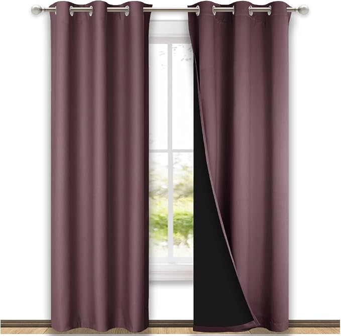 NICETOWN Full Shade Curtain Panels, Dry Rose, Pair of Thermal Insulated & by NICETOWN