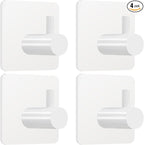 Fotosnow White Adhesive Towel Hooks: 15LB Heavy Duty Wall Hooks Stick on Shower by Fotosnow