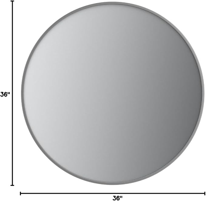 Itrue 36 Inch Round Wall Mirror, Brushed Silver Metal Frame Circle Bathroom - Image 9