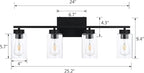 4 Light Bathroom Vanity Light Fixtures, Matte Black Modern Wall Lights - Image 3