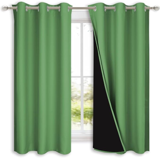 NICETOWN 100% Blackout Curtains 54 inches Long, Forest Green, 1 Pair, 42 inches by NICETOWN