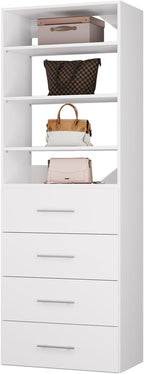ROOMTEC Modular Closet System, 25.5" 4 Drawer Shelf Closet Tower Wall-Mounted by ROOMTEC