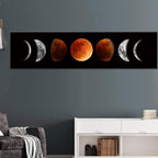Ohhvvow Moon Phase Wall Art Painting, 47L x 11.8W Black and Tawny Modern - Image 2