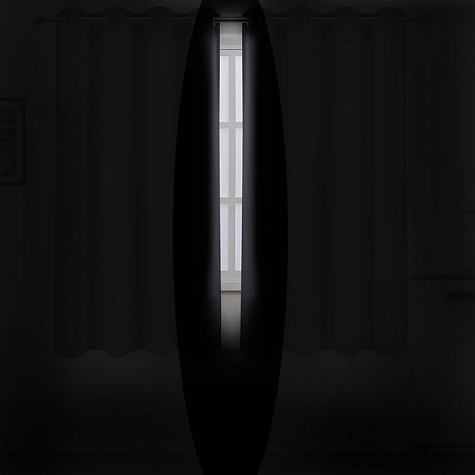 LEMOMO Black Thermal Blackout Curtains/52 x 45 Inch/Set of 2 Panels Room - Image 3